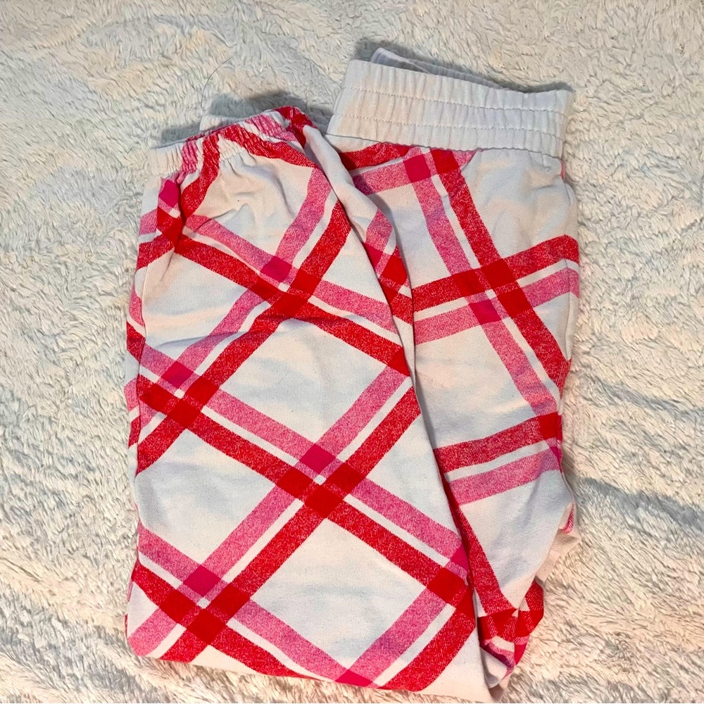 like new red and pink flanneled pajamas pants